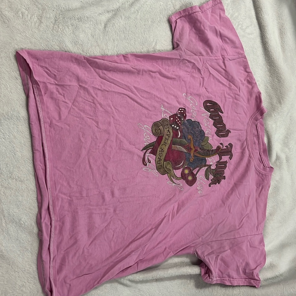 Full Tilt pink "good luck" t shirt